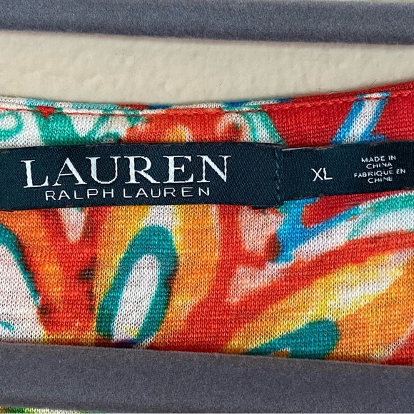 Lauren Ralph Lauren Linen Floral Dress Size XL Beachy Tropical Bloomcore Resort - Picture 2 of 6